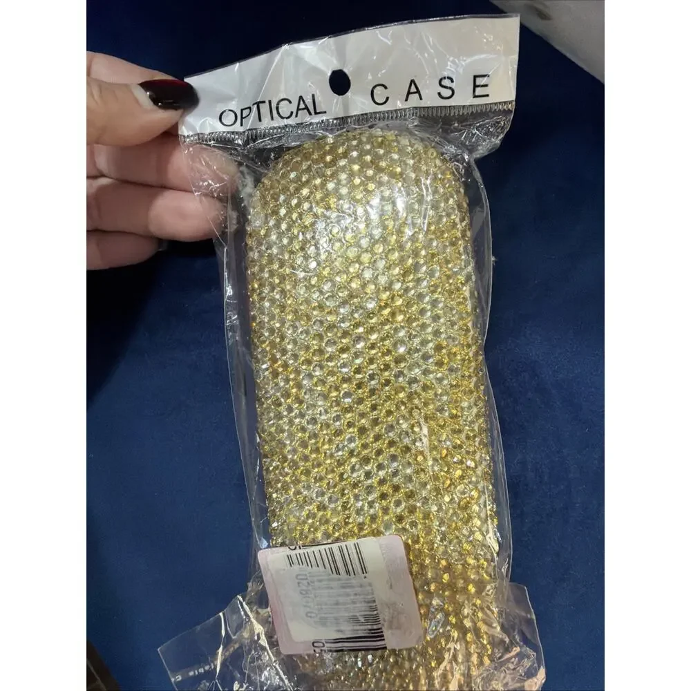 Bling Crystal‎ Eyeglasses Case,Shiny Rhinestone Hard Shell Protective Silver